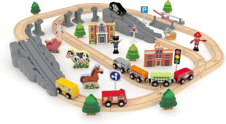 Железная дорога J'adore Mega Train Set 838596B12, дерево, мультиколор купить,NaN