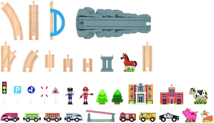 Железная дорога J'adore Mega Train Set 838596B12, дерево, мультиколор купить,NaN