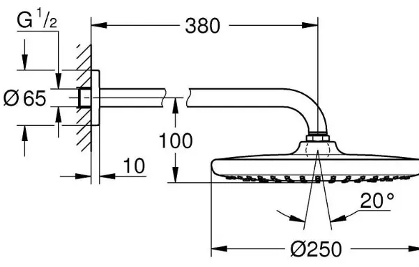 Grohe верхний душ White House Grohe Tempesta 250 266682430, латунь купить,NaN