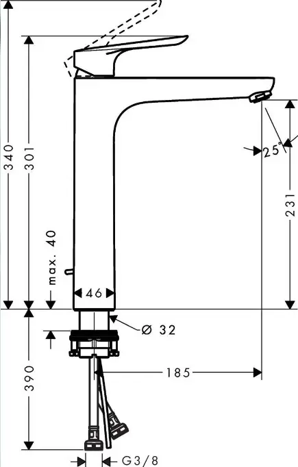 Смеситель для раковины (умывальника) Hansgrohe 71162000, однозахватный купить,NaN