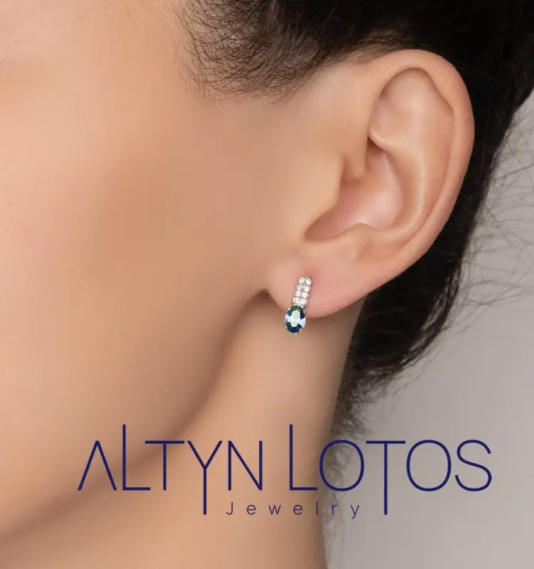 Серьги КРИСТАЛЛ NL887 вес 2.75 г золото, сапфир купить,187000