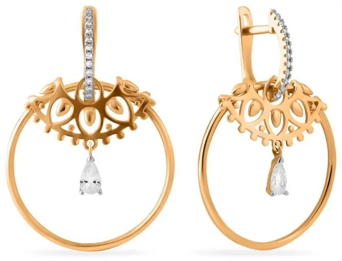 Серьги Санис 01-215974 вес 4.3 г золото, фианит купить,292400