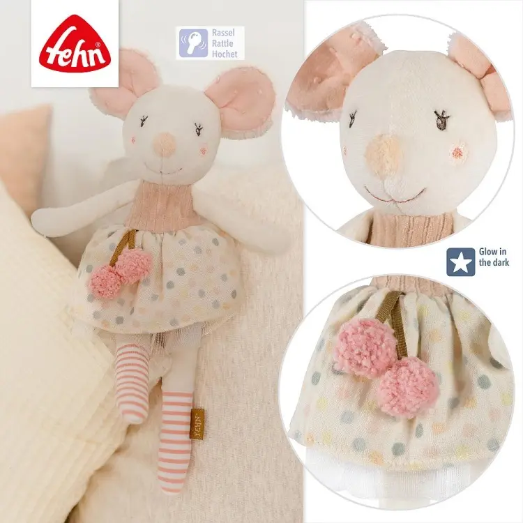 Мягкая игрушка Fehn Мышка, высота 30 см, розовый купить,NaN