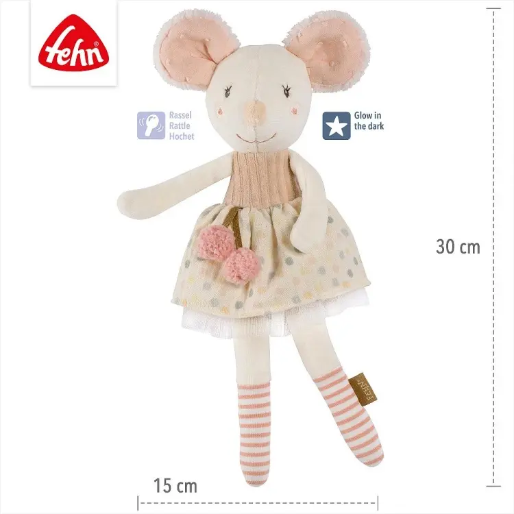 Мягкая игрушка Fehn Мышка, высота 30 см, розовый купить,NaN