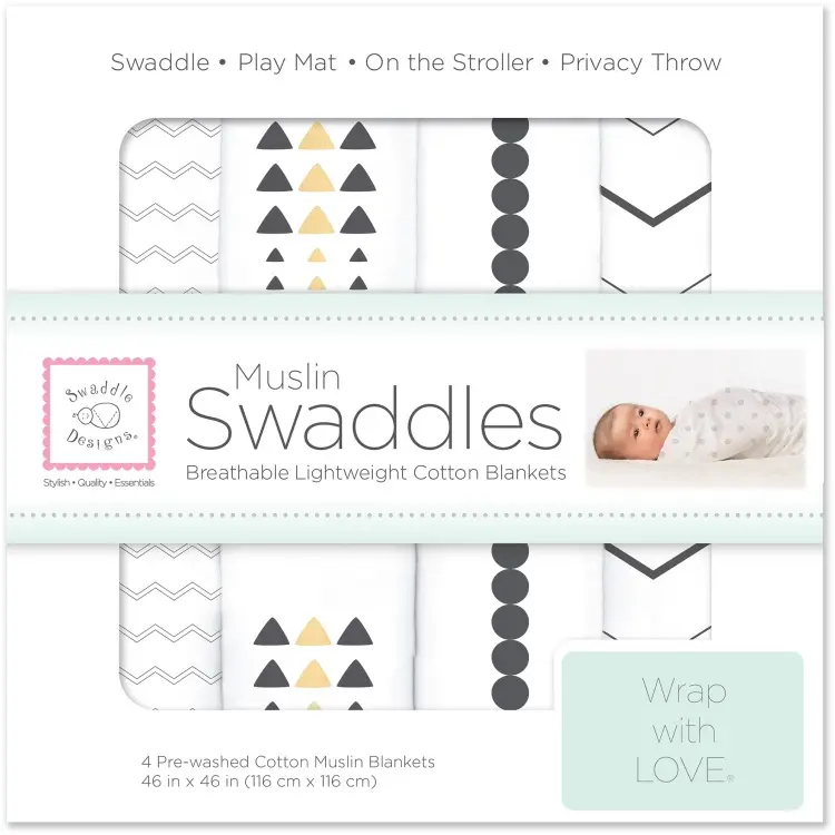 Пеленка текстильная Swaddle Designs Set SDM-2149B, 4 шт, 118x118 см купить,NaN