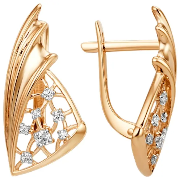 Серьги Династия 012992-1102 вес 2.85 г золото, фианит купить,193800