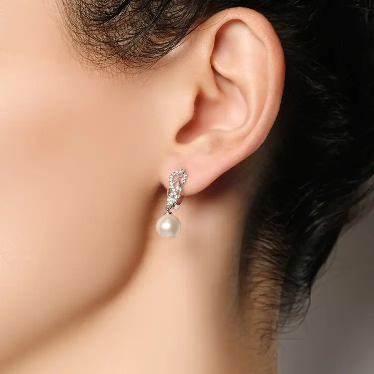 Серьги КРИСТАЛЛ NH82500226773 вес 3.94 г золото, культивированный жемчуг, фианит купить,267920