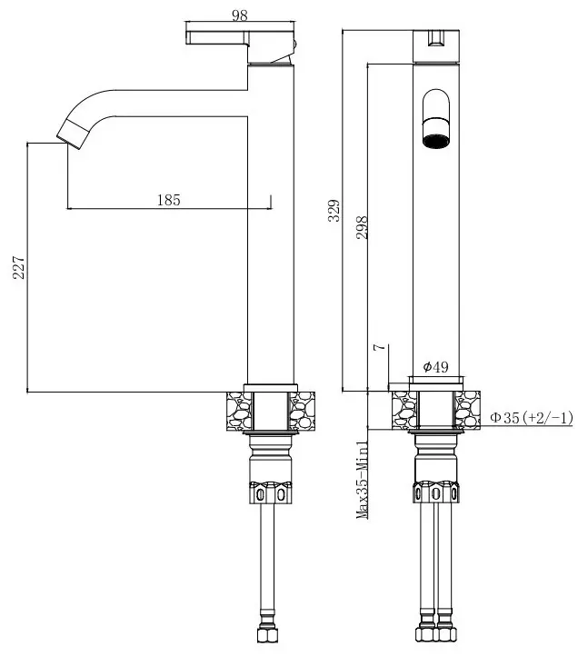 Смеситель VODA Vessel VSL25B, нержавеющая сталь, цвет черный купить,NaN
