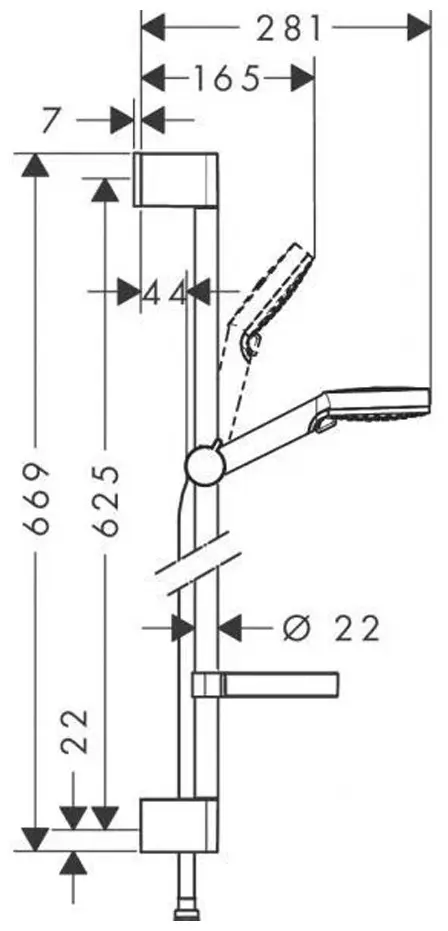 Hansgrohe штанга для душа 669х22 мм Crometta Vario 26553400, латунь купить,NaN