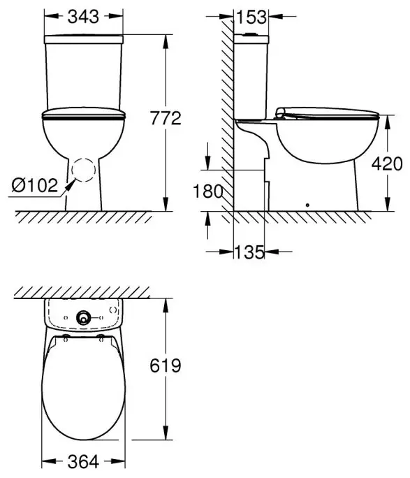 Grohe унитаз-компакт BauCeramic, готовый комплект, альпин-белый, санкерамика
