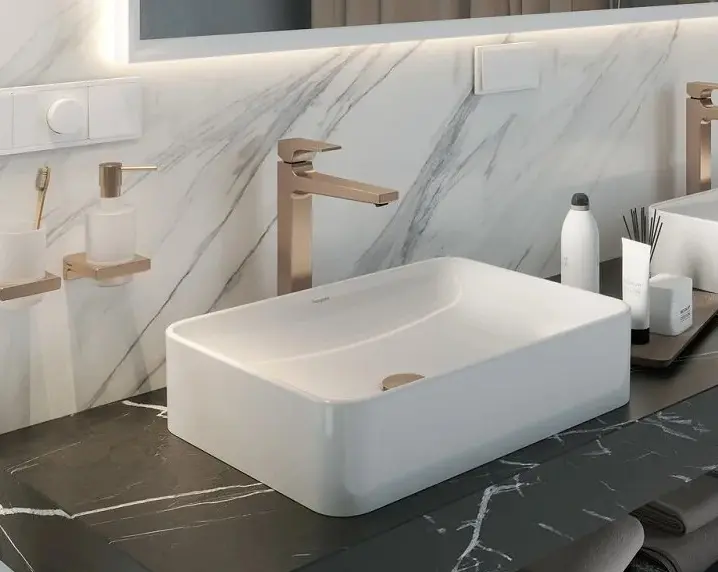 Раковина Hansgrohe Xuniva Q 60168450 накладная прямоугольная 55х40 см, фаянс