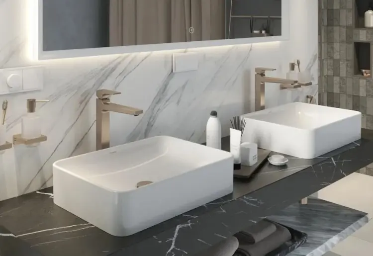 Раковина Hansgrohe Xuniva Q 60168450 накладная прямоугольная 55х40 см, фаянс