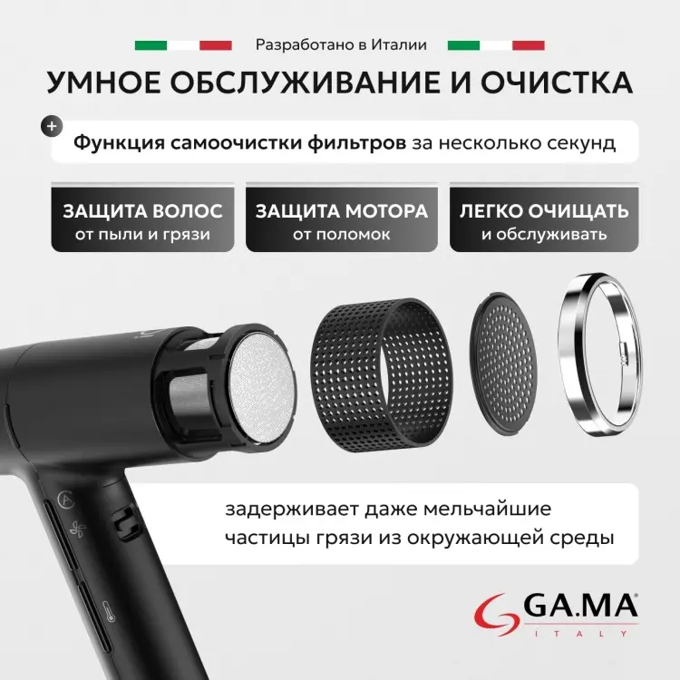 GA.MA IQ Perfetto фен черный купить,NaN