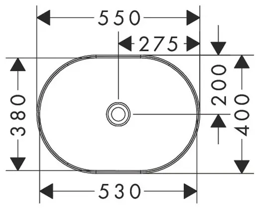 Раковина Hansgrohe Xuniva U 60166450 накладная овальная 55х40 см, фарфор