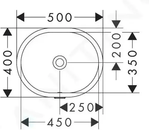 Раковина Hansgrohe Xuniva U 60153450 подстольная овальная 45х35 см, фарфор купить,NaN