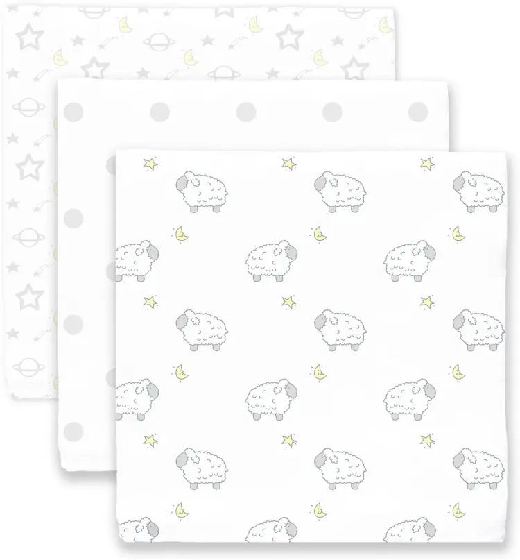 Пеленка текстильная Swaddle Designs Sterling Gray &amp; Pastel Yellow SDM-184ST, 3 шт, 118x118 см купить,NaN