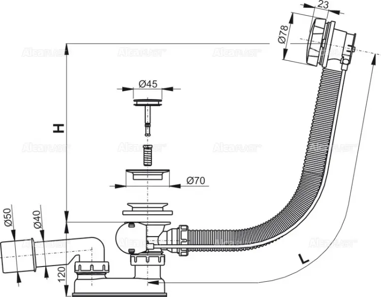 Сифон Alcaplast A55K-100 50 мм купить,NaN