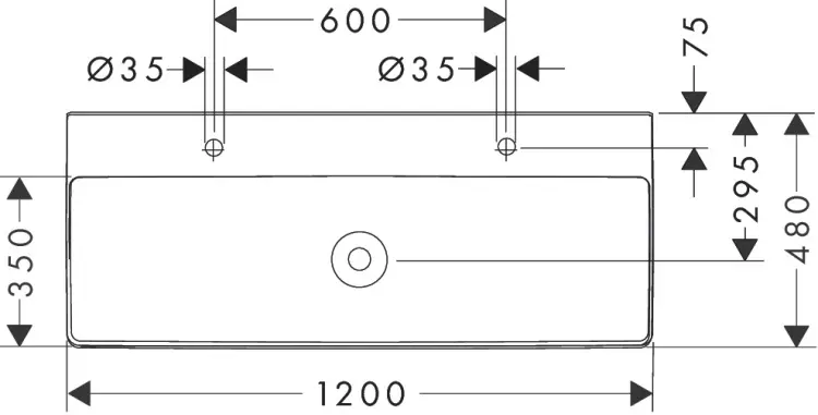 Раковина Hansgrohe Xelu Q 60322450 накладная прямоугольная 120х48 см, керамика