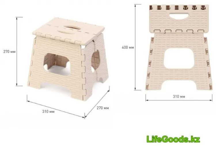 Табурет LifeGoods.kz LG10768, 31x27x27 см, бежевый купить,NaN