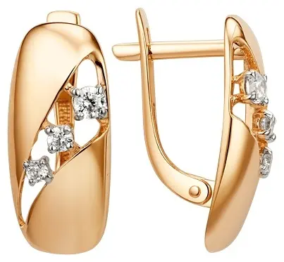 Серьги Династия 012642-1102 вес 2.75 г золото, фианит купить,187000