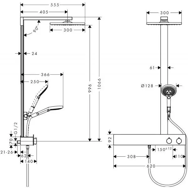 Hansgrohe душевая стойка Raindance E Showerpipe 27363000 купить,NaN