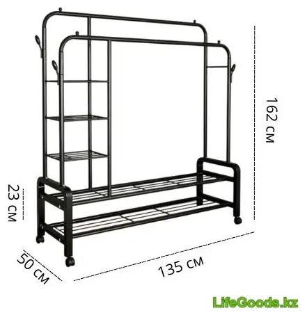 Вешалка напольная LifeGoods.kz LG51669, металл, 135x162 см, черный купить,NaN