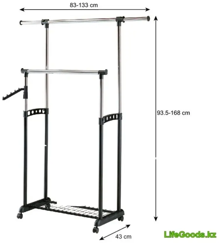 Вешалка напольная LifeGoods.kz LG46388, металл/пластик, 133x168 см, черный купить,NaN