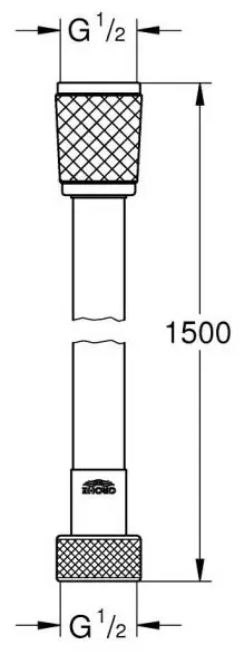 Шланг для душа Grohe силикон, 150 см, подключение 1/2x1/2
