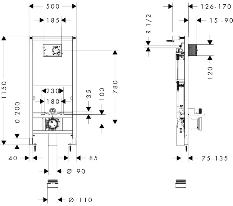 Hansgrohe рамная инсталляция iFrame universal 01022180 купить,NaN