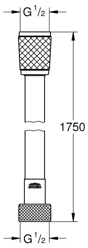 Шланг для душа Grohe металлическая оплетка, 1750 см, подключение 1/2x1/2