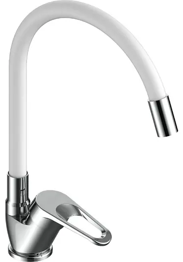 Смеситель с гибким изливом VODA Elastic EH519white, латунь, цвет белый купить,NaN