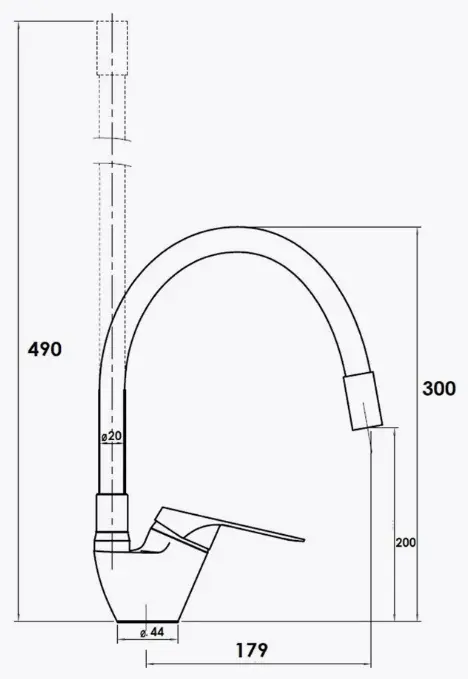 Смеситель с гибким изливом VODA Elastic EH519white, латунь, цвет белый купить,NaN