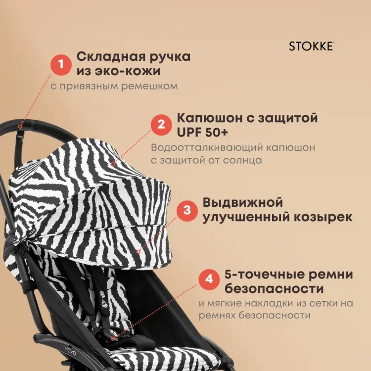 Коляска прогулочная BABYZEN Stokke YOYO3, черно-белый