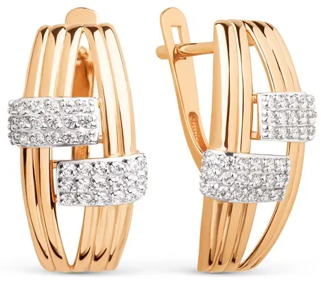 Серьги Династия 026742-1102 вес 3.21 г золото, фианит купить,NaN