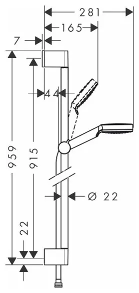 Hansgrohe штанга для душа 959х66 мм 26536400, металл, пластик купить,NaN