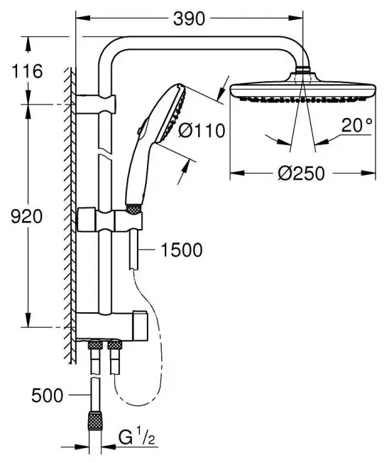 Grohe душевая стойка Tempesta System 250 269792431