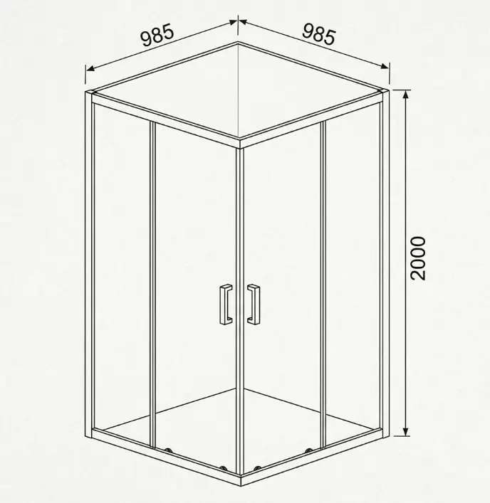 Душевое ограждение Appolo двухстенное AP-19-100CT, 1000х2000 мм