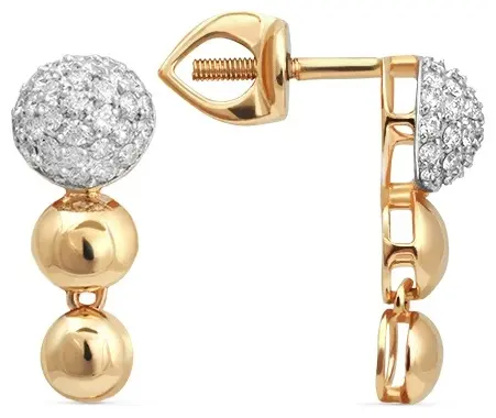 Серьги КРИСТАЛЛ NH676 вес 3.38 г золото, фианит купить,229840