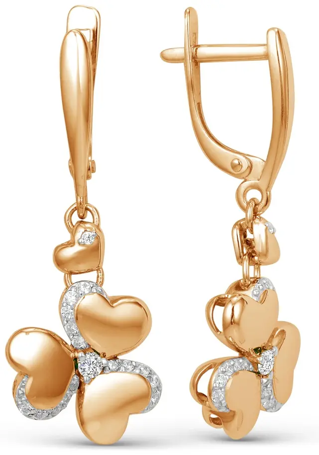 Серьги Династия 001042-1102 вес 4.11 г золото, фианит купить,279480