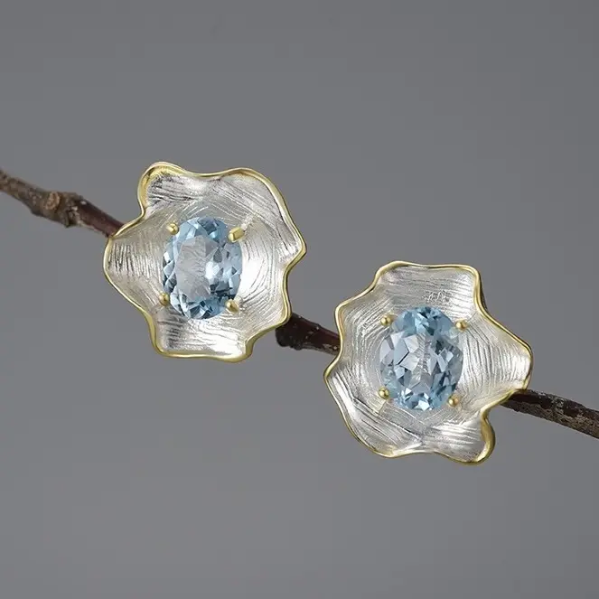 Серьги Deimantas 123938114 вес 7.2 г серебро, топаз купить,NaN