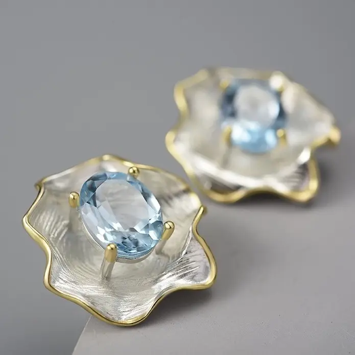 Серьги Deimantas 123938114 вес 7.2 г серебро, топаз купить,NaN