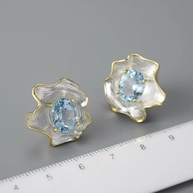 Серьги Deimantas 123938114 вес 7.2 г серебро, топаз купить,NaN