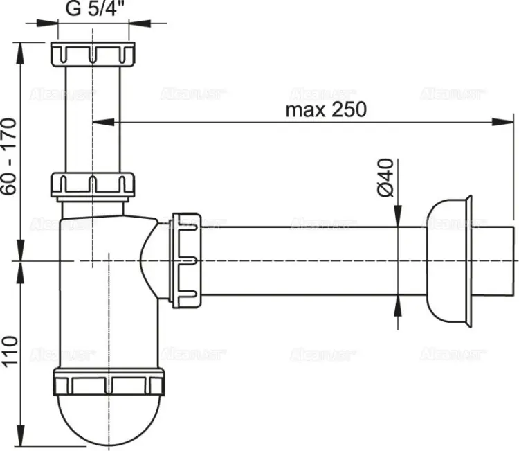 Сифон Alcaplast A43 40 мм купить,NaN