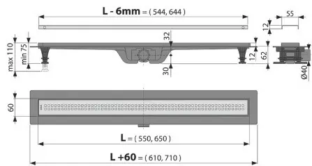 Alcaplast трап APZ9-650M (6х65 см) купить,NaN