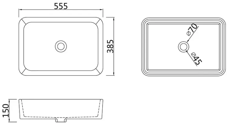 Раковина SSWW CL3337 matte black накладная квадратная 55х38.5 см, фаянс купить,NaN