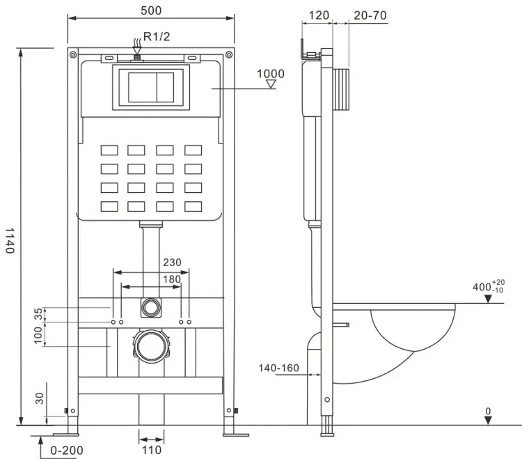 Abber унитаз с инсталляцией AC1100-AC0105-AC0121, керамика