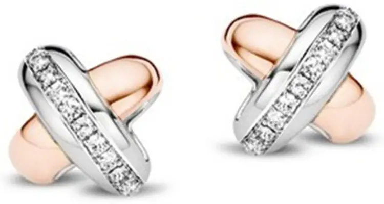 Пусеты Tirisi TM7034D(2P) вес 0.79 г серебро, золото, бриллиант купить,NaN