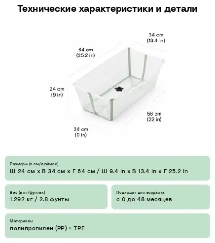 Stokke X-Large Transparent 535904, 80x31 см, белый, зеленый купить,NaN