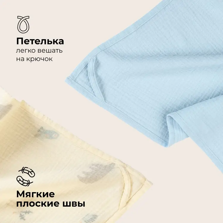 Пеленка текстильная BUBA KIDS BKMUSSW10, 3 шт, 75x75 см купить,NaN