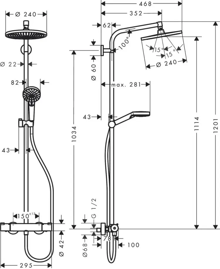 HansGrohe душевая стойка 27267000 купить,NaN